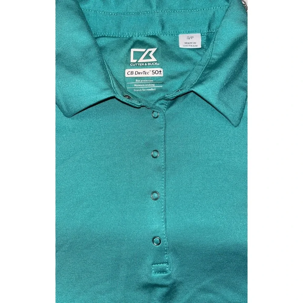 Cutter & Buck Women's CB DryTec 50+ UPF Shirt Size Small Green Long‎ Sleeves EUC